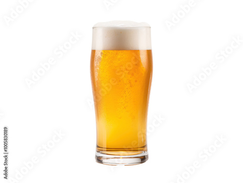 a glass of beer with foam