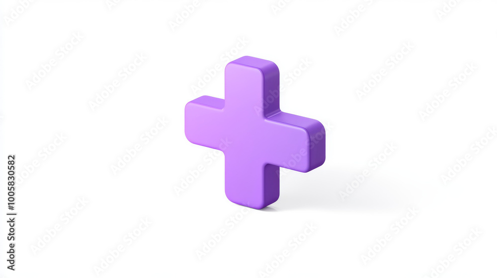 A simple, cartoon-style purple plus sign stands out against a white background. It represents first aid and healthcare, and symbolizes emergency help. A simple, cartoon-style purple plus sign stands out against a white background. It represents first aid and healthcare, and symbolizes emergency help.