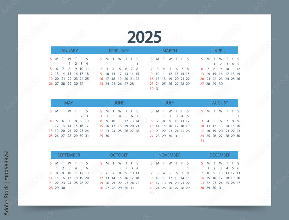 Calendar 2025 Year mockup .Seasons and months, template for websites and apps. Vector illustration Calendar 2025 Year mockup .Seasons and months, template for websites and apps. Vector illustration