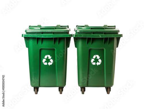 a couple of green trash cans photo