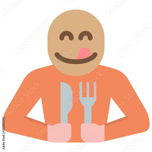 the consumer feels yummy or delicious when eating food flat icon