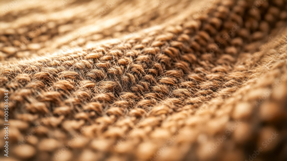 Brown wool fabric texture showing knit stitches