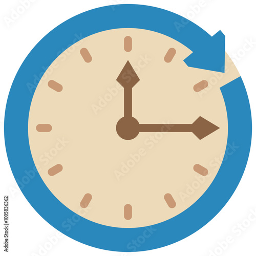 period or duration of a clock hand that moves around the dial flat icon
