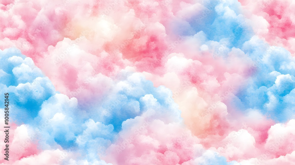 Fototapeta premium Watercolor Clouds Background Abstract Sky Pattern Pastel Colors