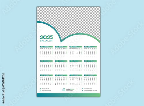 Calendar Design , 2025 Vibrant Yearly Planner - Minimalist Calendar Design