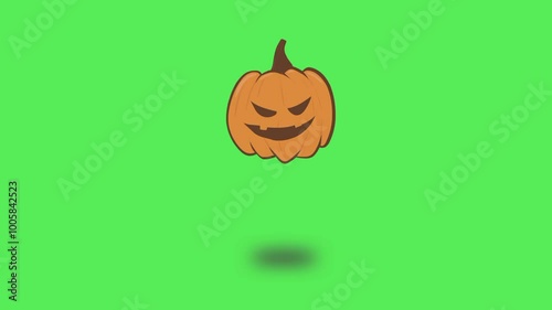 jumping pumpkin animation with green screen background for halloween day