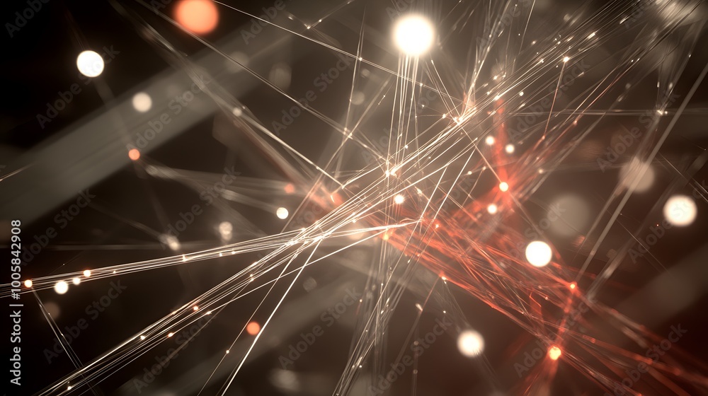 Obraz premium Abstract Intertwining Light Fibers with Glowing Bokeh