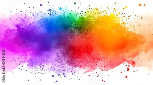 Abstract Rainbow Watercolor Background with Splashes