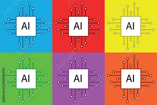 AI-Chips in 6 verschiedenen Farb-Konstellationen