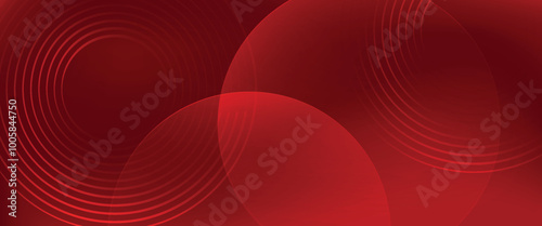 Abstract red background with glowing curve lines. Modern shiny red gradient geometric circle lines pattern. Futuristic concept.