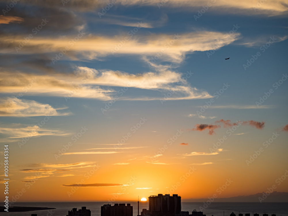 Fototapeta premium Tamsui landscape in sunset moment in new taipei city,Taiwan.