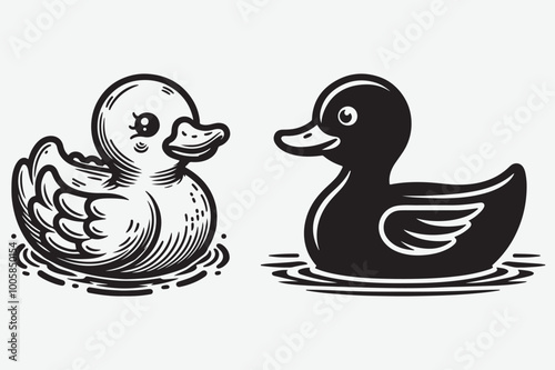 Cute duck vector silhouette illustration