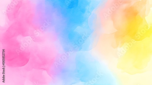 Abstract Watercolor Background with Pink Blue and Yellow Colors