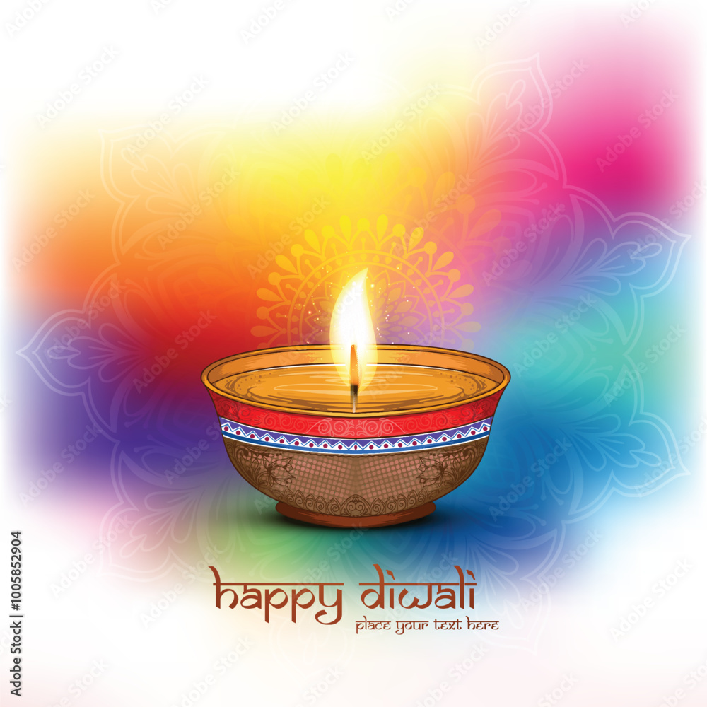 Beautiful happy diwali card background