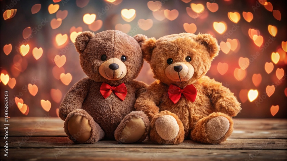 Two brown teddies. valentines day background. Two brown teddies. valentines day background.
