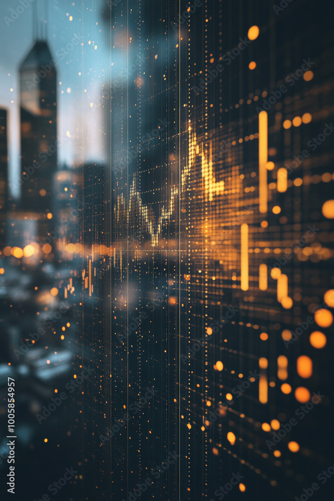 Fototapeta premium A minimalist financial chart or candlestick graph with subtle, soft lines.
