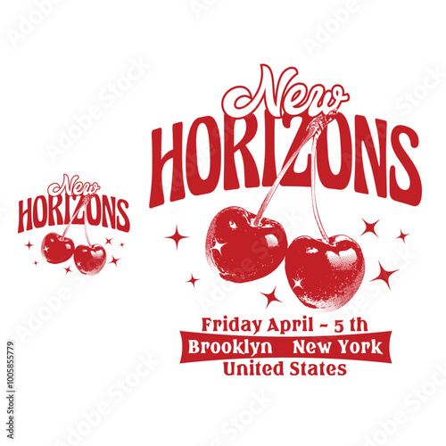 Sweet cherry fresh fruit print design for graphic tees