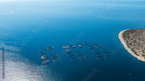 Obraz na płótnie Aerial photo of fish farms w salonie