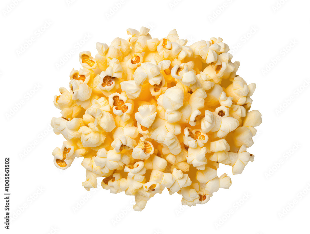 a pile of popcorn on a white background