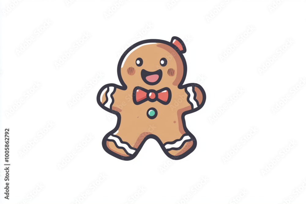 Obraz premium A Vector stylized logo of cute and funny gingerbread christmas character, isolated on white background).eps