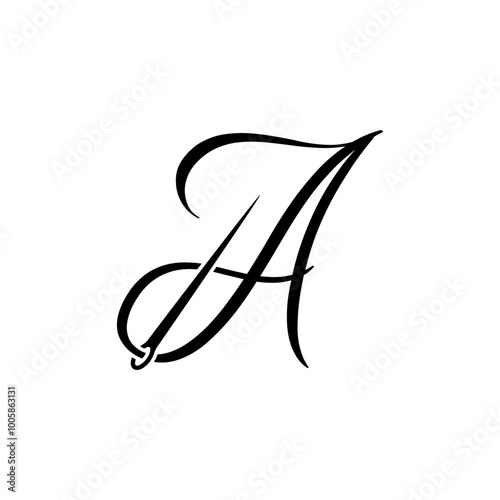 script letter a initial  with sewing needle logo