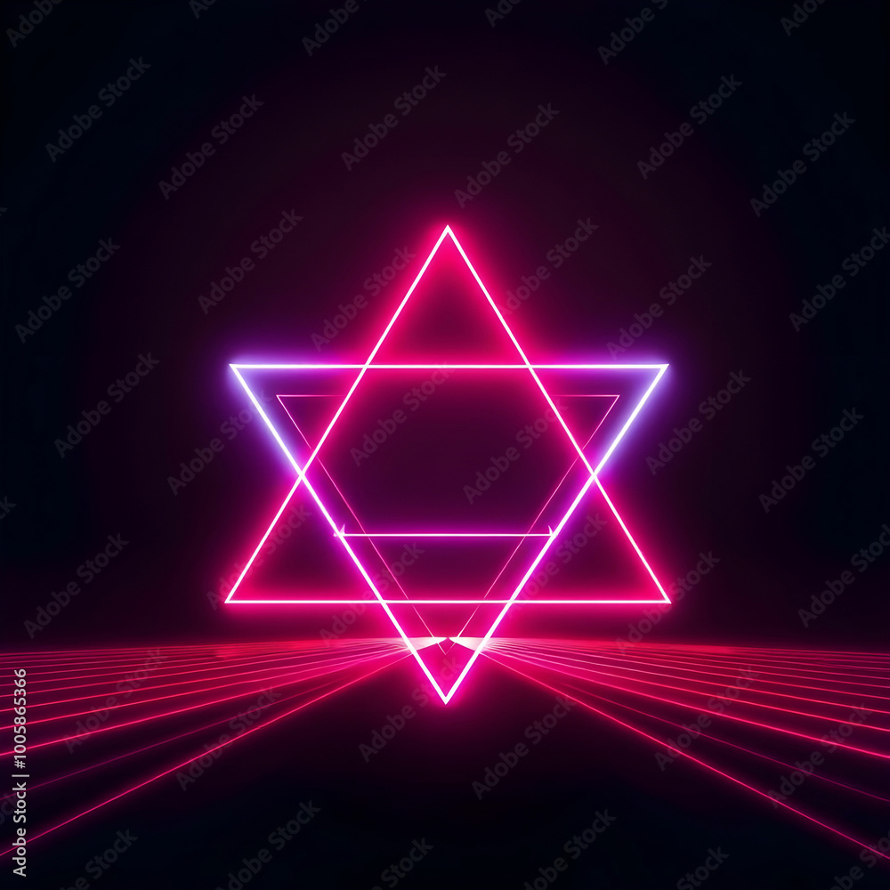 Cool geometric triangular figure in a neon laser light great Cool geometric triangular figure in a neon laser light great
