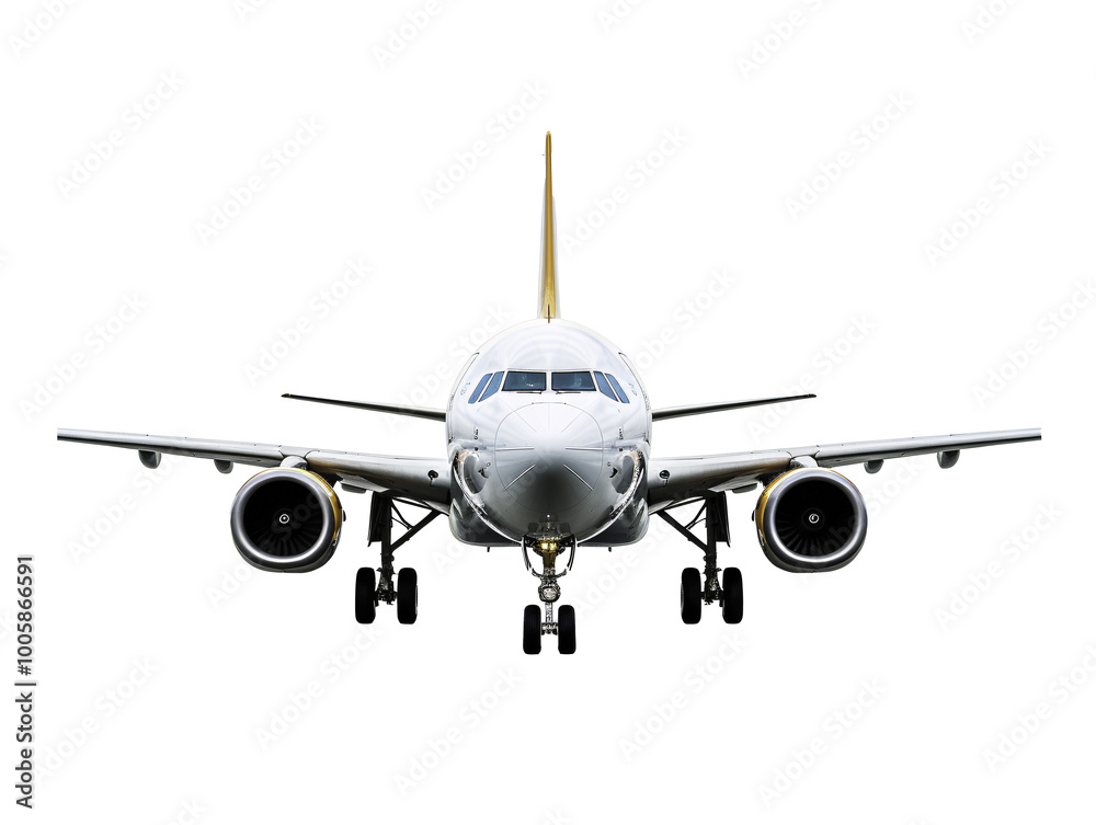 a white airplane with yellow tail and wheels a white airplane with yellow tail and wheels