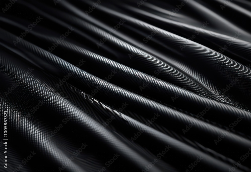 Naklejka premium close view carbon fiber material showcasing its intricate weave texture detailed high quality exploration fine patterns design, black, woven, layer, shiny