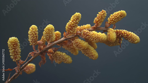 willow branches with catkins and black background