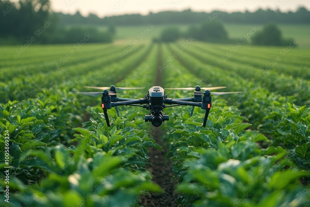 Drone Flying Over Field