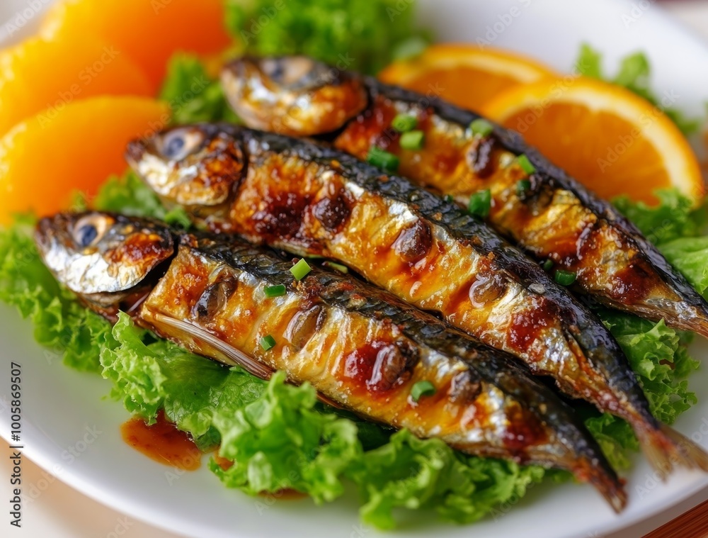 Saba Fish with Orange and Lettuce Saba Fish with Orange and Lettuce