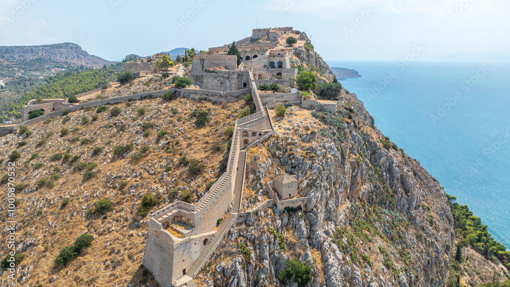 Aerial view of Palamidi castle in Nafplio, Greece
