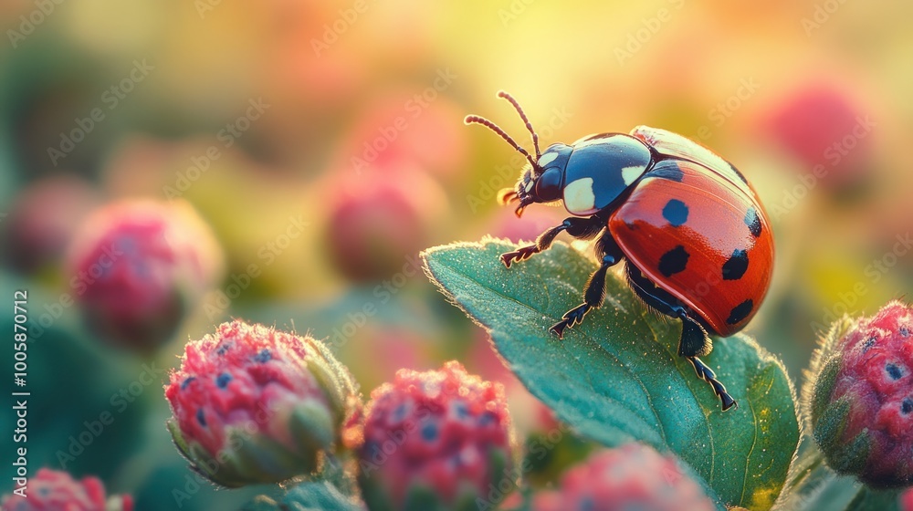 Fototapeta premium Ladybug on a Green Leaf