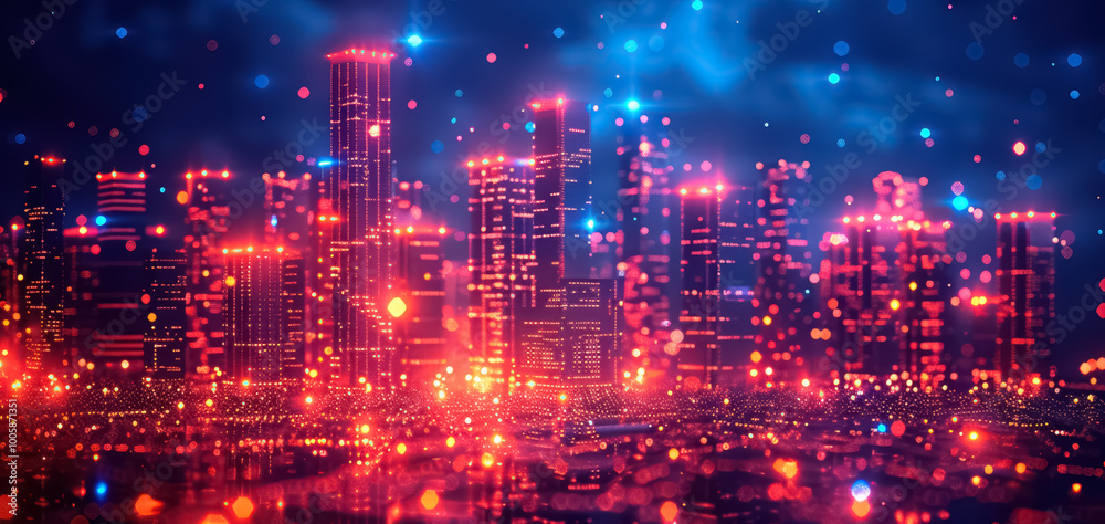 Wi-Fi smart city or network, Building automation with computer board illustration Wi-Fi smart city or network, Building automation with computer board illustration