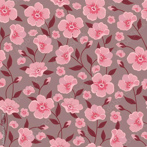 Seamless Pattern, floral pattern, blossom pattern, soft color pattern, pink flower pattern