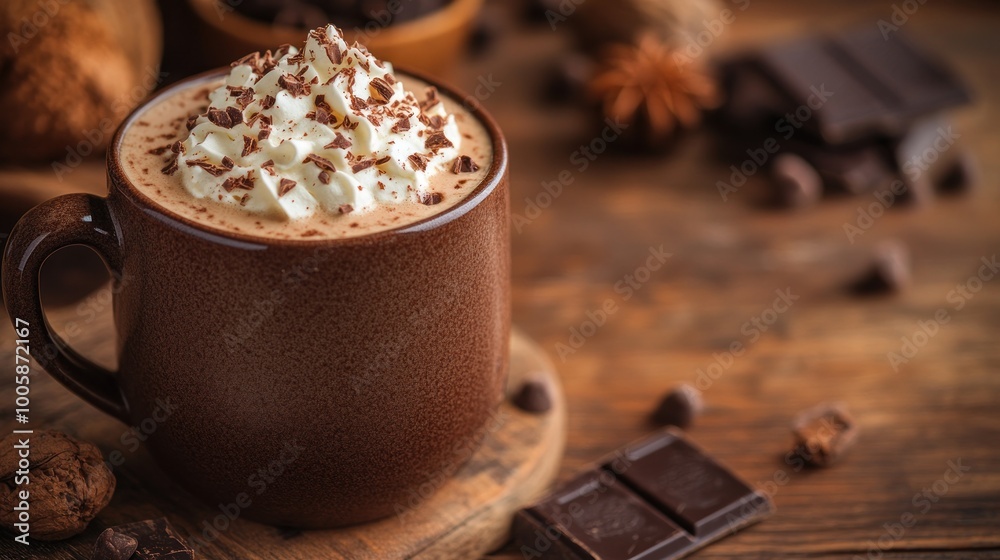 Warm Chocolate Drink with Whipped Cream Warm Chocolate Drink with Whipped Cream