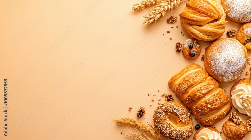 Fresh Pastries on a Warm Background Fresh Pastries on a Warm Background