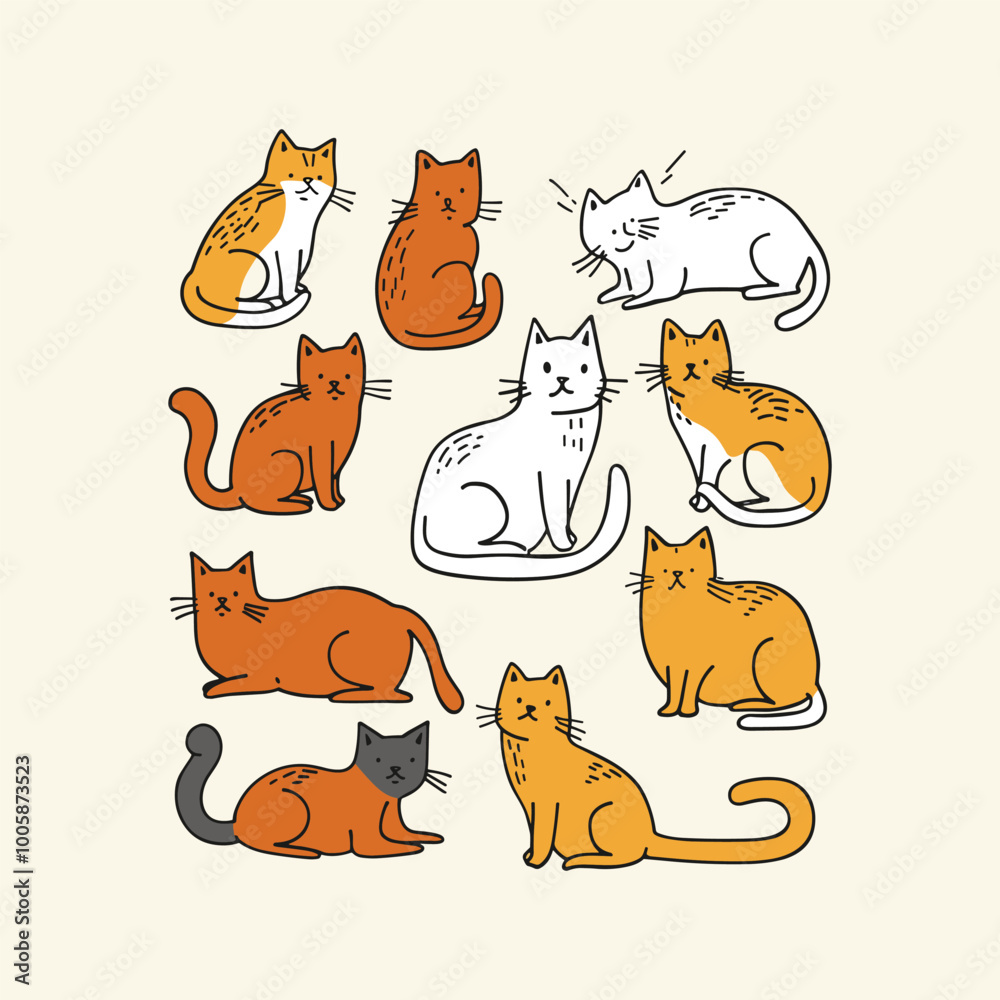 Fototapeta premium Cat Hand Drawn Doodle Vector Design