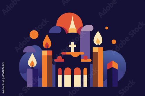 Abstract minimalist all souls day candle display for memorial and reflection