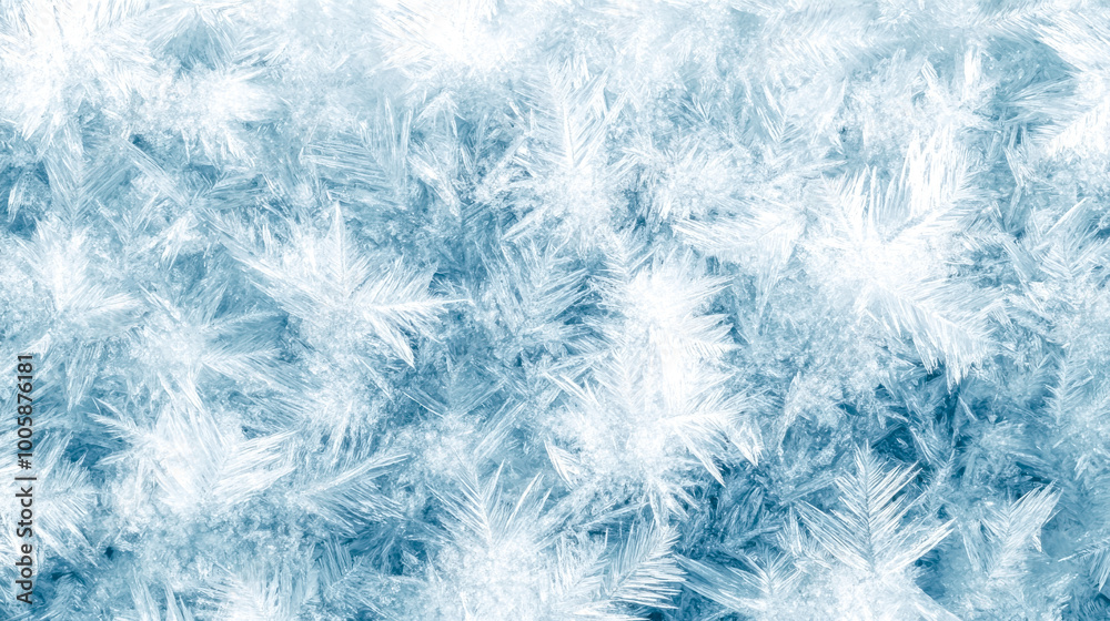 Ice crystals forming intricate frozen pattern on window Ice crystals forming intricate frozen pattern on window