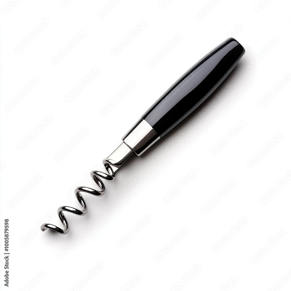 A sleek black corkscrew with a spiral design, perfect for wine enthusiasts looking to open bottles with style and ease. A sleek black corkscrew with a spiral design, perfect for wine enthusiasts looking to open bottles with style and ease.