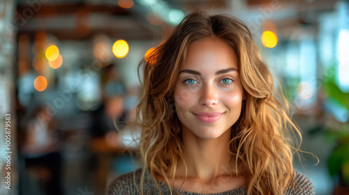 Wallpaper Mural beautiful young leader woman leading a business team and being happy Torontodigital.ca