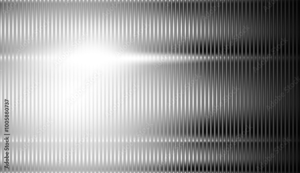 Reeded glass with black and white gradient with refraction effect. Abstract glass texture background ribbed with effect. Mesh gradient. acrylic ribbed bath surface. Vector illustration of backdrop