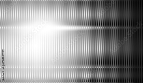 Reeded glass with black and white gradient with refraction effect. Abstract glass texture background ribbed with effect. Mesh gradient. acrylic ribbed bath surface. Vector illustration of backdrop