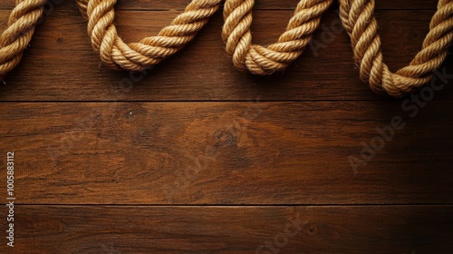 Rustic Wooden Plank Background with Rope Detail