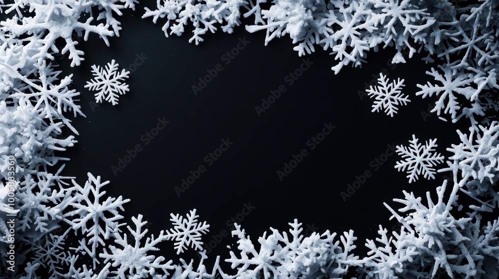 Snowflakes on Black Background for Creative Designs Snowflakes on Black Background for Creative Designs