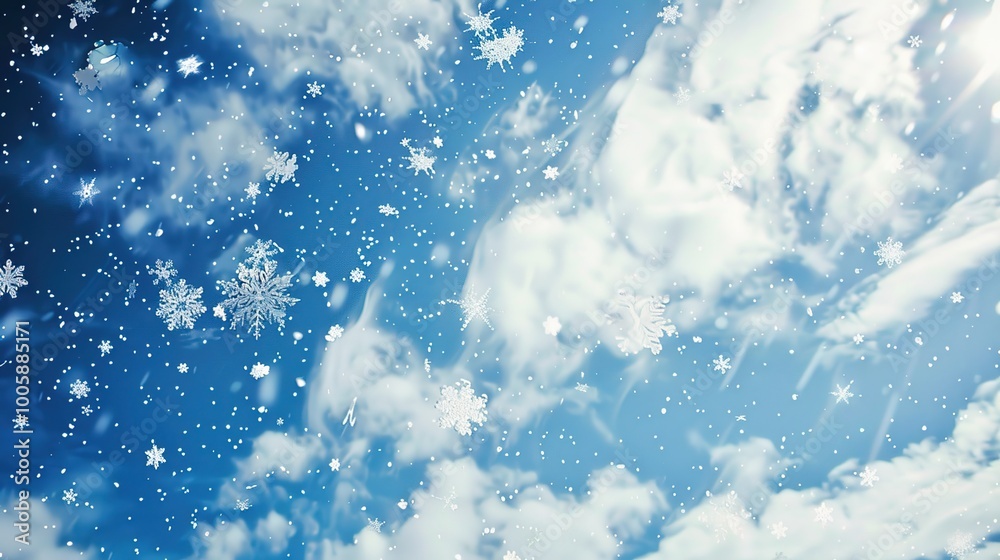 Christmas Background with Blue Snowflakes Winter Christmas Background with Blue Snowflakes Winter