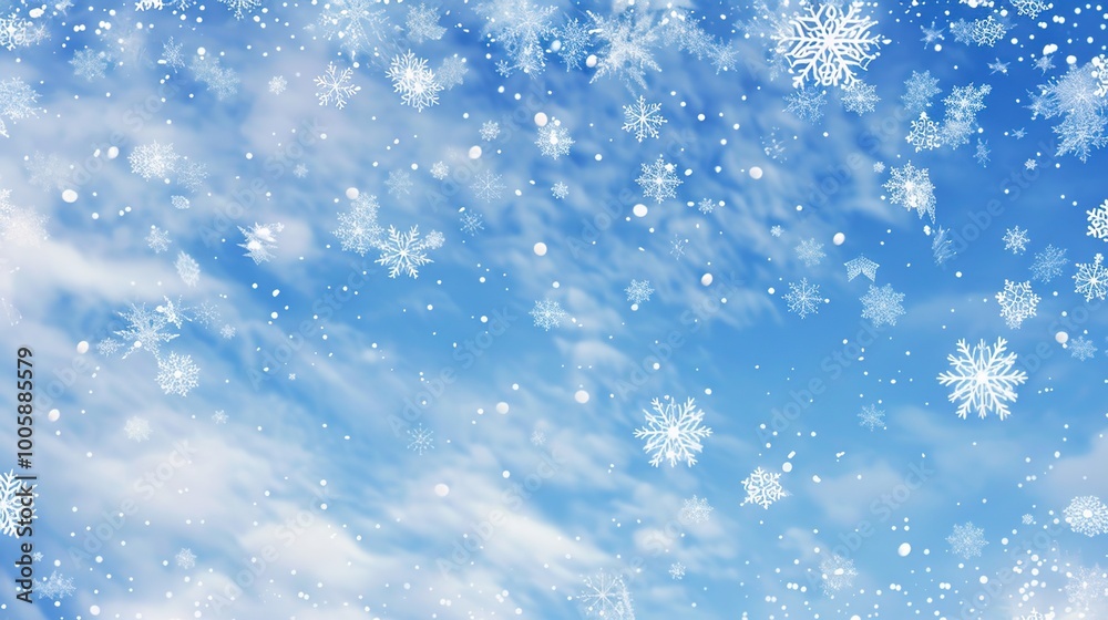 Obraz premium Christmas Background with Blue Snowflakes Winter