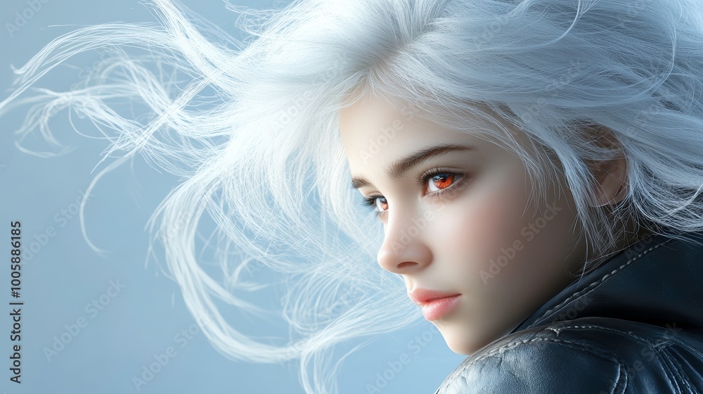 Female with Wavy White Hair and Red Eyes Female with Wavy White Hair and Red Eyes