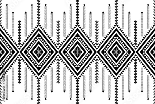 Vntage black and white Thai abstract tribal seamless Ethnic pattern